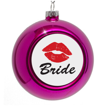 Bride kiss, Purple Christmas tree ornament bauble 8cm