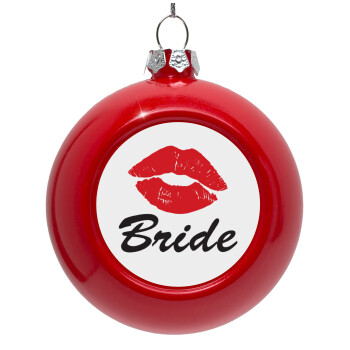 Bride kiss, Red Christmas tree ornament bauble 8cm