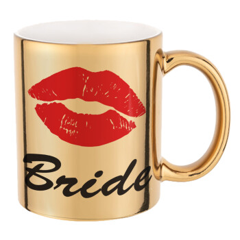 Bride kiss, Mug ceramic, gold mirror, 330ml