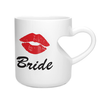 Bride kiss, Κούπα καρδιά λευκή, κεραμική, 330ml