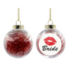 Transparent Christmas tree ball ornament with red filling 8cm