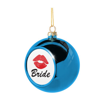 Bride kiss, Blue Christmas tree ball ornament 8cm