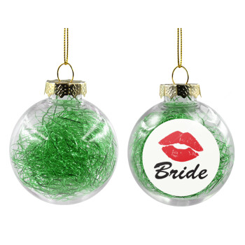 Bride kiss, Transparent Christmas tree ball ornament with green filling 8cm