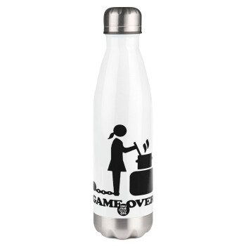 Woman Game Over, Metal mug thermos White (Stainless steel), double wall, 500ml