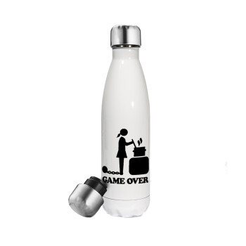 Woman Game Over, Metal mug thermos White (Stainless steel), double wall, 500ml