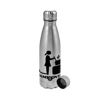 Woman Game Over, Metallic water bottle, stainless steel, 750ml