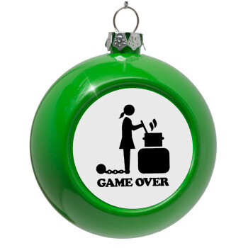 Woman Game Over, Green Christmas tree ornament bauble 8cm