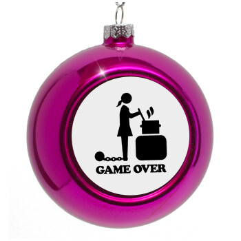 Woman Game Over, Purple Christmas tree ornament bauble 8cm