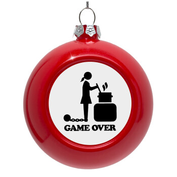 Woman Game Over, Red Christmas tree ornament bauble 8cm