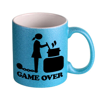 Woman Game Over, Κούπα Σιέλ Glitter που γυαλίζει, κεραμική, 330ml