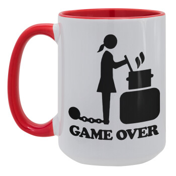 Woman Game Over, Κούπα Mega 15oz, κεραμική Κόκκινη, 450ml