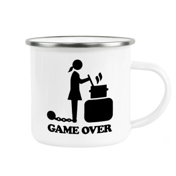 Woman Game Over, Metallic enamel cup white 360ml