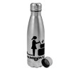 Metallic water bottle, stainless steel, 750ml