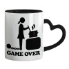 Mug heart black handle, ceramic, 330ml