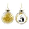 Transparent Christmas tree ball ornament with gold filling 8cm