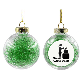 Woman Game Over, Transparent Christmas tree ball ornament with green filling 8cm