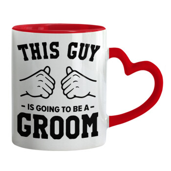 This Guy is going to be a GROOM, Mug heart red handle, ceramic, 330ml