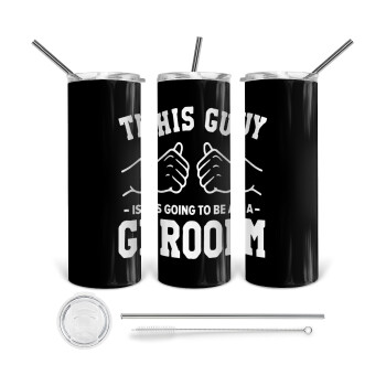 This Guy is going to be a GROOM, 360 Eco friendly ποτήρι θερμό (tumbler) από ανοξείδωτο ατσάλι 600ml, με μεταλλικό καλαμάκι & βούρτσα καθαρισμού