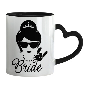 Bride hands, Mug heart black handle, ceramic, 330ml