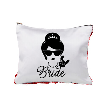 Bride hands, Red sequin cosmetic bag