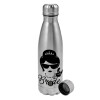 Metallic water bottle, stainless steel, 750ml