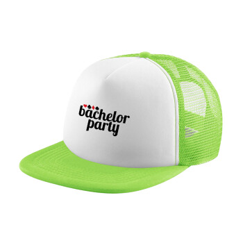 Bachelor party, Adult Soft Trucker Hat with Mesh GREEN/WHITE (POLYESTER, ADULT, ONE SIZE)