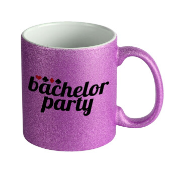 Bachelor party, Κούπα Μωβ Glitter που γυαλίζει, κεραμική, 330ml