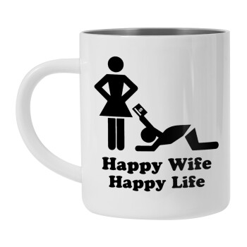 Happy Wife, Happy Life, Mug Stainless steel double wall 450ml