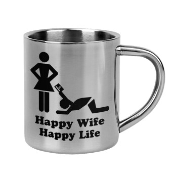 Happy Wife, Happy Life, Mug Stainless steel double wall 300ml
