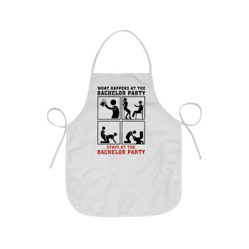 What happens at the bachelor party, stays at the bachelor party!, Chef Apron Short Full Length Adult (63x75cm)