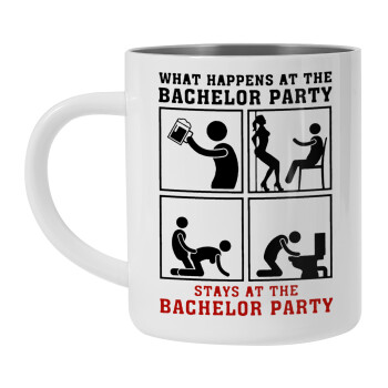 What happens at the bachelor party, stays at the bachelor party!, Mug Stainless steel double wall 450ml