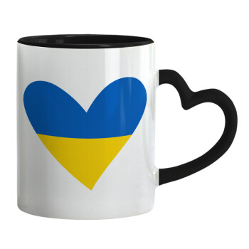 UKRAINE heart, Mug heart black handle, ceramic, 330ml