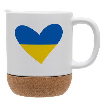 UKRAINE heart, Ceramic coffee mug Cork (MAT), 330ml (1pcs)