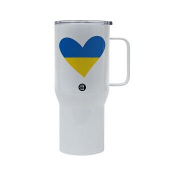 UKRAINE heart, Mega Stainless steel Tumbler with lid, double wall 750L