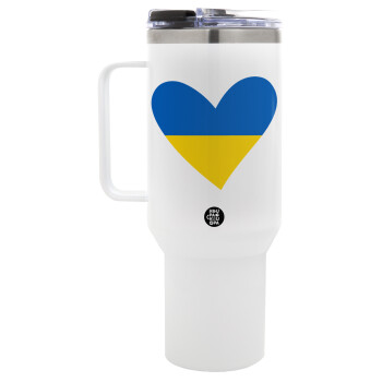 UKRAINE heart, Mega Stainless steel Tumbler with lid, double wall 1,2L