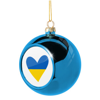 UKRAINE heart, Blue Christmas tree ball ornament 8cm