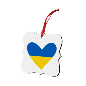 UKRAINE heart, Christmas ornament polygon wooden 7.5cm