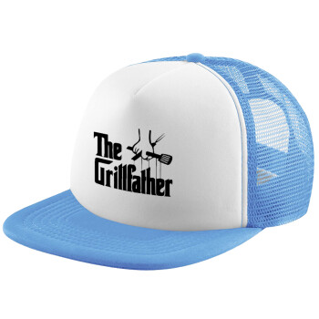 The Grillfather, Καπέλο παιδικό Soft Trucker με Δίχτυ ΓΑΛΑΖΙΟ/ΛΕΥΚΟ (POLYESTER, ΠΑΙΔΙΚΟ, ONE SIZE)