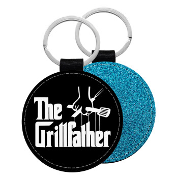 The Grillfather, Μπρελόκ Δερματίνη, στρογγυλό ΜΠΛΕ (5cm)