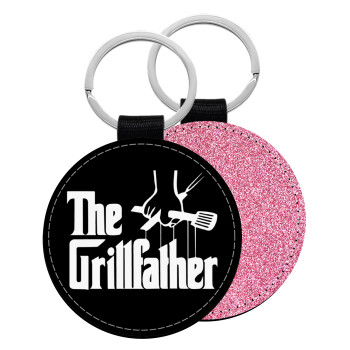 The Grillfather, Μπρελόκ Δερματίνη, στρογγυλό ΡΟΖ (5cm)