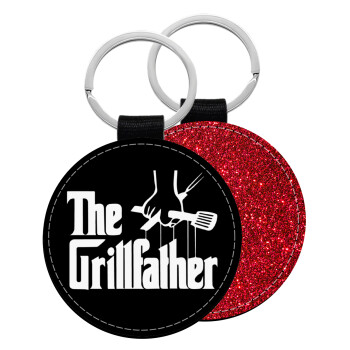 The Grillfather, Μπρελόκ Δερματίνη, στρογγυλό ΚΟΚΚΙΝΟ (5cm)