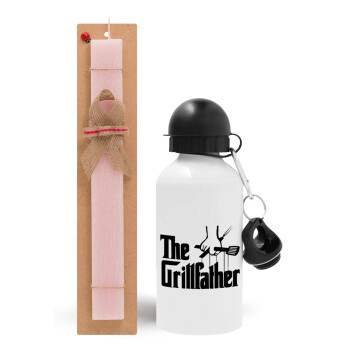 The Grillfather, Easter Set, metallic aluminum bottle (500ml) & aromatic flat Easter candle (30cm) (PINK)