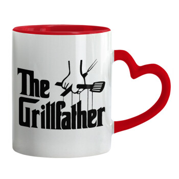 The Grillfather, Mug heart red handle, ceramic, 330ml