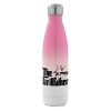 Metal mug thermos Pink/White (Stainless steel), double wall, 500ml