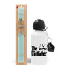 Easter Set, metallic aluminum water bottle (500ml) & scented flat candle (30cm) (TURQUOISE)