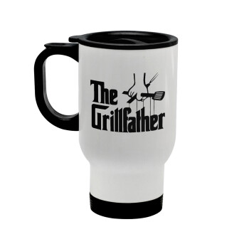 The Grillfather, Stainless steel travel mug with lid, double wall white 450ml