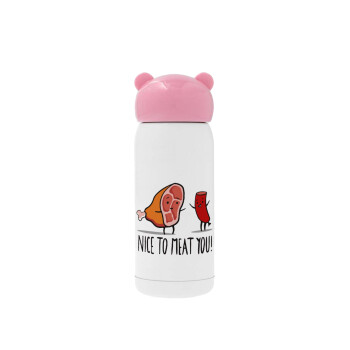 Nice to MEAT you, Pink stainless steel thermal flask, 320ml