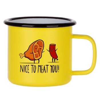 Nice to MEAT you, Metallic enamel MATT Yellow cup 360ml