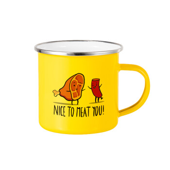 Nice to MEAT you, Yellow Enamel Metallic Cup 360ml