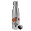 Metallic water bottle, stainless steel, 750ml